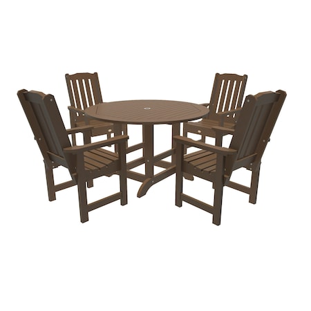 Highwood Usa Lehigh 5pc Round Outdoor Patio Furniture Dining Set AD-DNL48-ACE